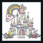 Poster Fairytale Castle Princess Nom personnalisé<br><div class="desc">Chaque fille mérite sa propre histoire de conte de fées. Doté d'un chateau mignon et arc-en-ciel avec oiseau et glissière en verre. Personnalisation facile de votre nom de princesse et de votre police à l'aide du "bouton Personnalisation". Vous pouvez également "Transférer la conception à un produit" sur d'autres produits Zazzle...</div>
