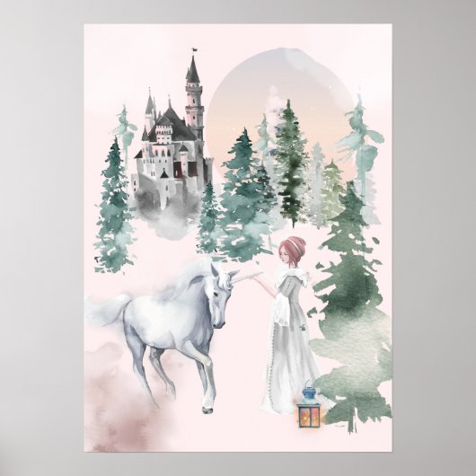 Poster Fairytale Princess et Unicorn de Forest Castle (Devant)