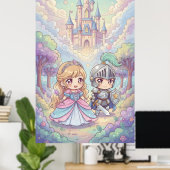 Poster Fairytale Princess Knight Magic Castle Forest (Bureau à domicile)