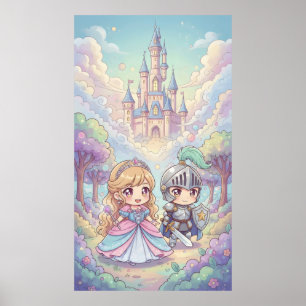 Poster Fairytale Princess Knight Magic Castle Forest