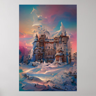 Poster Fairytale World, Château d'hiver, Château de neige