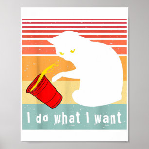 Poster Fais ce que je veux Chat noir vintage Coupe rouge 
