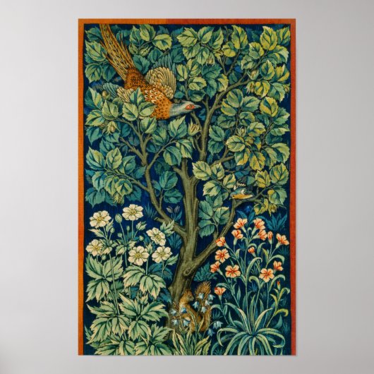 Poster Faisan Oiseau, textile célèbre (Devant)