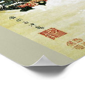 Poster Faisans dans la neige, pin, roses, fleurs japonais (Coin)