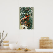 Poster Faisans dans la neige, pin, roses, fleurs japonais (Cuisine)