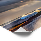 Poster Faisceau du phare spectaculaire avec des vagues or (Coin)