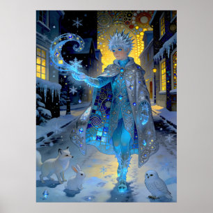 Poster Faiseur de givre d'une rue au clair de lune – Un p