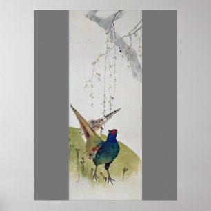 Poster Faisier et cerisier plumant, Watanabe Seitei