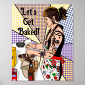 Poster Faisons cuire Pop Art Tattoo Lady Baking (Devant)