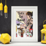 Poster Faisons cuire Pop Art Tattoo Lady Baking<br><div class="desc">J'ai dessiné cette photo de ma fille cuisine à Noël dans la cuisine avec un flash rétro pop art.</div>