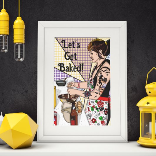 Poster Faisons cuire Pop Art Tattoo Lady Baking