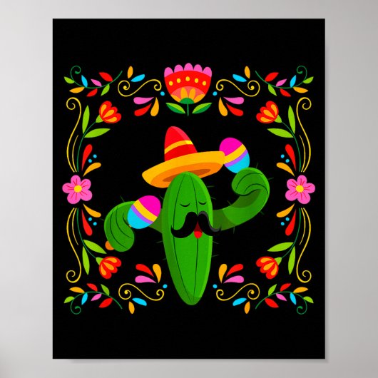 Poster Faisons la fête cinq de mayo avec cactus guitare (Devant)