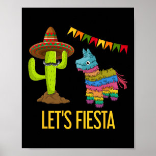 Poster Faisons la fête mexicaine Pinata Cactus Cinc