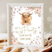 Poster Faisons la fête Vache Highlander Vache Boho ferme