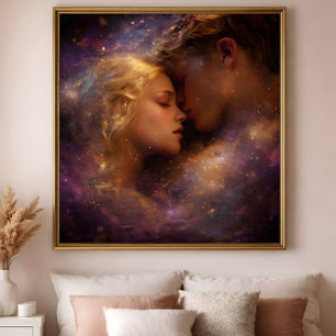 Poster Fait de Lumière Stellaire : Une Étreinte d'Amour C