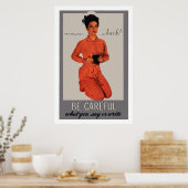 Poster Faites attention à ce que vous dites et écrivez (Cuisine)