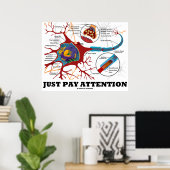 Poster Faites attention (Neuron / Synapse Anatomique) (Bureau à domicile)