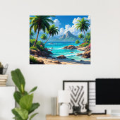 Poster Faites de beaux rêves, Paradis Tropical, (Bureau à domicile)