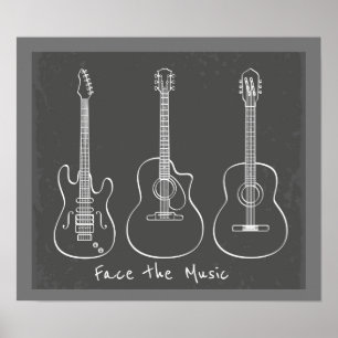 Poster Faites face trio de guitare de calembour de