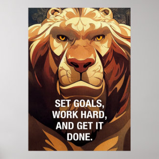 Poster Faites-le faire Lion Motivational Citations