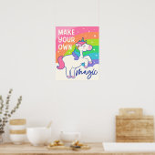 Poster Faites votre propre magie | Cute Unicorn (Cuisine)
