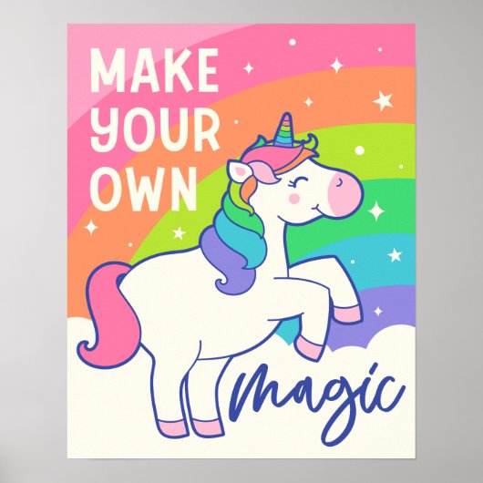 Poster Faites votre propre magie | Cute Unicorn (Devant)