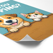 Poster Faites-vous caca ? Mignon chien et chat drôle (Coin)