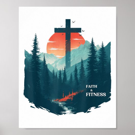 Poster Faith &amp; Fitness Christian - Workout Motivation (Devant)