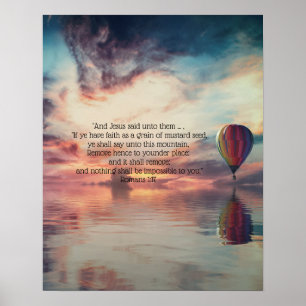 Poster Faith Bible Verse Inspirational Hot Air Balloon