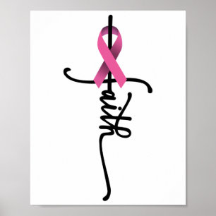 Poster Faith Cross Guerrier Survivant Pink Ribbon Breast