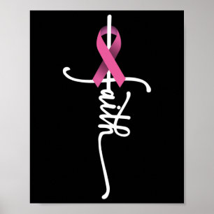 Poster Faith Cross Guerrier Survivant Pink Ribbon Breast