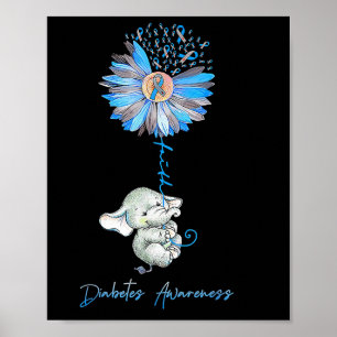 Poster Faith Cute Elephants Tournesol Diabète Sensibilisa