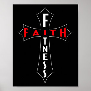 Poster Faith Fitness Cross Christian Workout Salle de gym