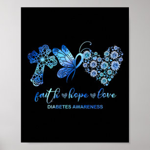 Poster Faith Hope Fight Love Sunflower Diabetes Sensibili