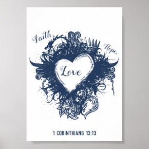 Poster Faith Hope Love 1 Corinthians 13:13 Wall Art 