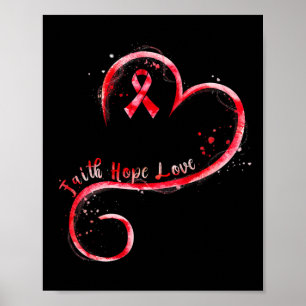 Poster Faith Hope Love Burgundy Ribbon Cerveau Aneurysm A