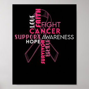 Poster Faith Hope Love Cancer du sein Sensibilisation