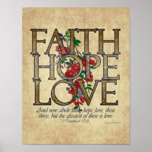 Poster Faith Hope Love Christian Bible Verse