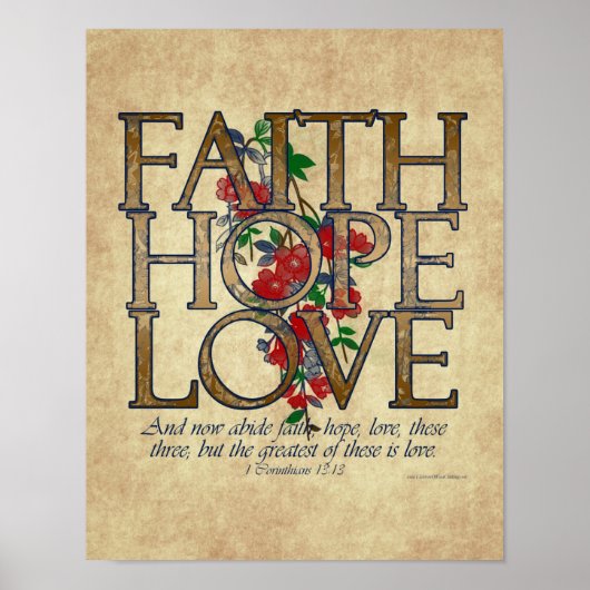 Poster Faith Hope Love Christian Bible Verse (Devant)