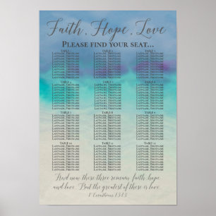 Poster Faith Hope Love Christian Mariage Carte de siège