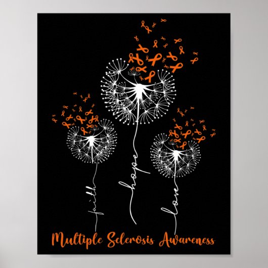 Poster Faith Hope Love Dandelion Multiple Sclerosis Aware (Devant)