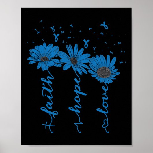 Poster Faith Hope Love Diabetes Awareness Mois Blue Ribb (Devant)