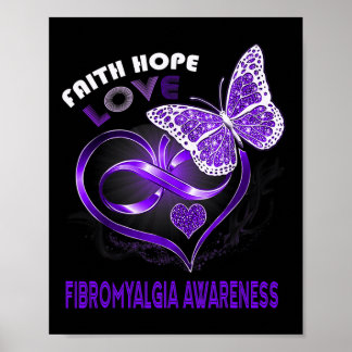 Poster Faith Hope Love Fibromyalgie Sensibilisation Heart