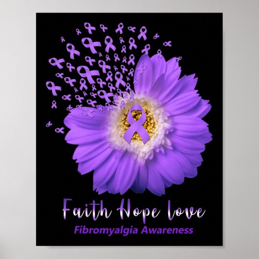 Poster Faith Hope Love Fibromyalgie Sensibilisation Ribb  (Devant)