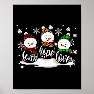 Poster Faith Hope Love Snowman Christmas Pajama mignonne