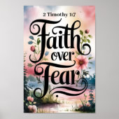 Poster Faith Over Fear : 2 Timothée 1:7 Christian Wall Ar (Devant)