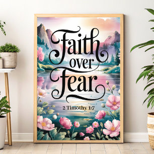 Poster Faith Over Fear - Christian Wall Art for Women