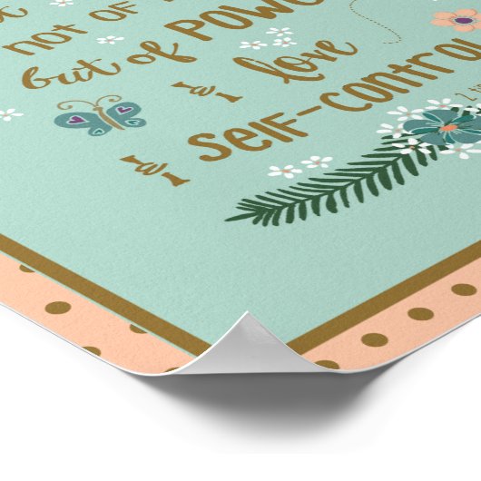 Poster Faith Over Fear Scripture 2 Timothy Mint Peach (Coin)