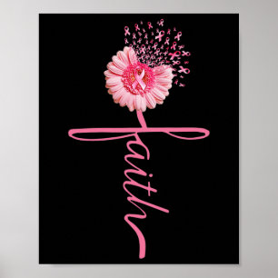 Poster Faith Sunflower rose Ruban Prix du cancer du sein