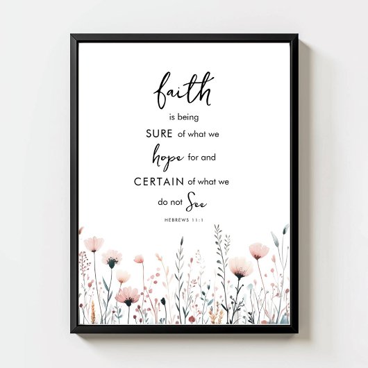 Poster Faith Watercolor Wildflowers Bible Verse Print